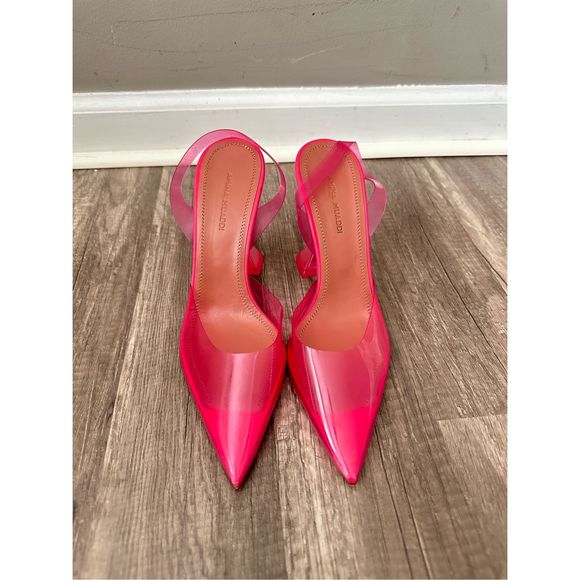 AMINA MUADDI HOLLI GLASS SLING FLUO PINK PVC $780 - Picture 5 of 10